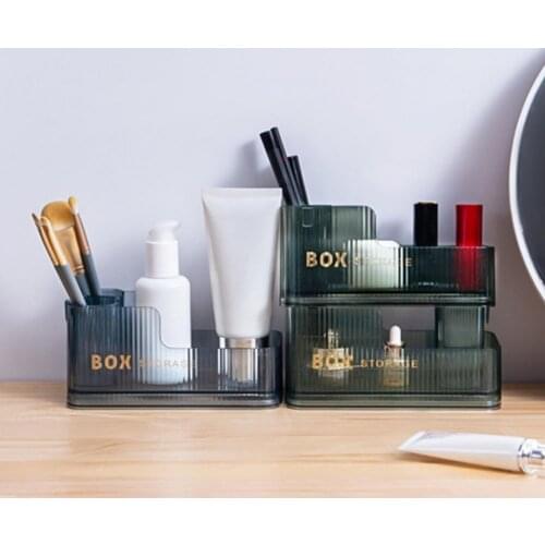 1 Set Cosmetic Storage Box Dust-proof Large Capacity Widely Applied Jewelry Makeup Desktop Organizer Desktop Sundries Case