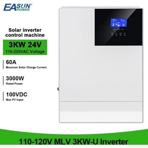 3000W 24V 110VAC MPPT Charge Controller Hybrid All-In-One Solar Inverter 100VDC Pure Sine Wave 50/60HZ Solar Inversor Max 100A