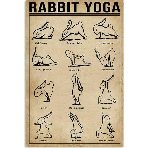 Rabbit Yoga Metal Sign Garage Street Cafe Bar Club Kitchen Wall Decoration Retro Metal Tin SignBest Gift for Family and Friends