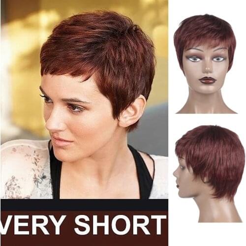 Fashion Lady Short Straight Wig With Bangs 8 Colors Synthetic High Temperature Fiber Hair Wigs For Women
