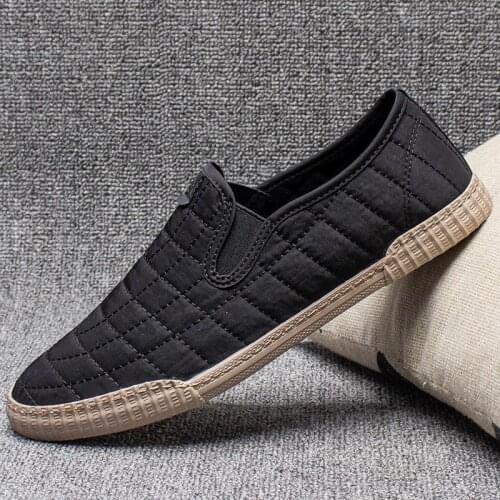 Mens Canvas Shoes Spring and Autumn 2021 Mens Sneakers New All-match Single-leg Soft Bottom Driving Old Beijing Cloth Shoes