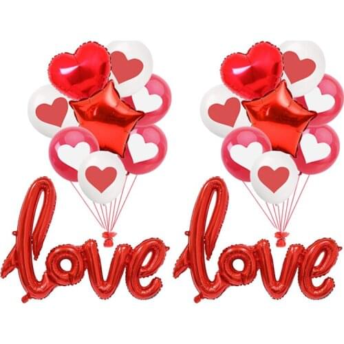 ZLJQ 18pcs Valentines Day Balloon Wedding Decoration Balloon Red Love Heart Valentines Day Confession Anniversary Balloons Kit