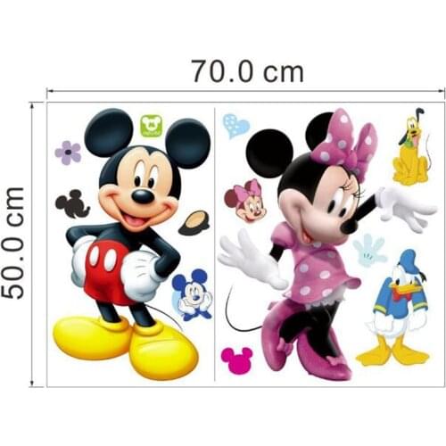 Disney Mickey Minnie Mouse Wall Stickers PVC Cartoon Wall Decal Stickers For Kids Room Baby Bedroom Decor Cute Home DIY Poster