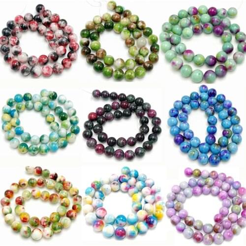 Natural Multicolor Rainbow Stones Round Spacer Loose Beads Fit Diy Necklace Bracelet Charms Handmade Jewelry Making