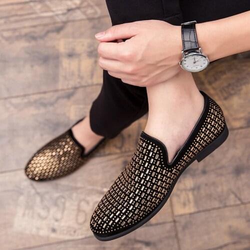 2020 New Street Fashion Trendsetter Men Shining Charm Rhinestone Dress Wedding Prom Homecoming Shoes Zapatillas Hombre Footware