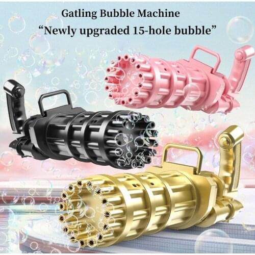 2021 New 15-hole Gatling Bubble Machine Sound and Light Automatic Bubble Gun Summer Outdoor Childrens Toys Toy for Kids