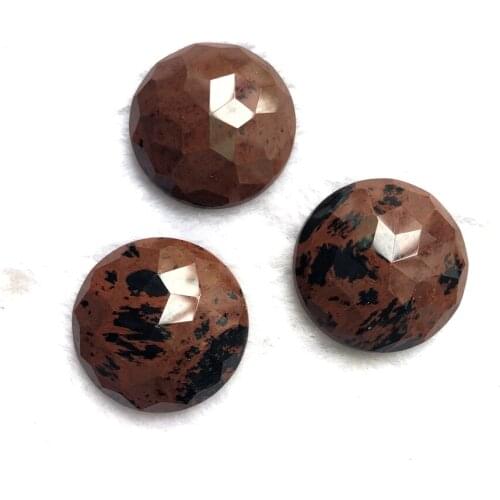 Wholesale 1pcs 100% Natural Golden Obsidian Mahagony Bead Cabochon 29mm Faceted Round Gem stone Bead Cabochon Ring Face