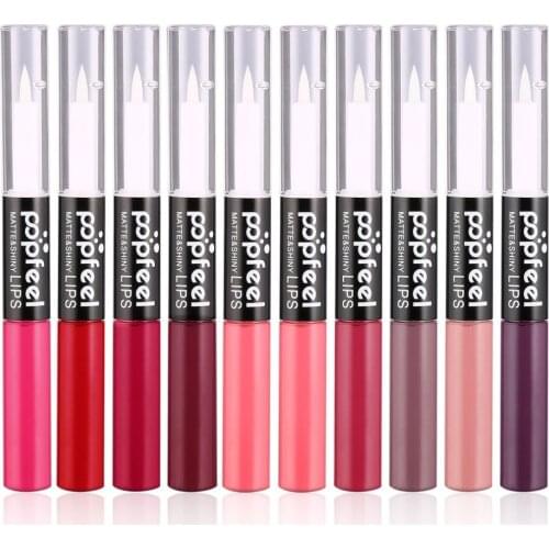 POPFEEL Beauty Lip Gloss Non-slip Matte & Shiny Lip Gloss with moisturizing Lip Oil Brightening Long-lasting Make Up Tool