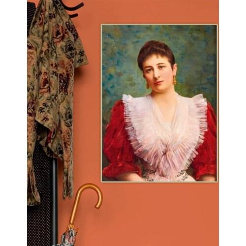 Portrait of Olga Sardegna Daverio by Eugene de Blaas Canvas Oil Painting Aesthetics Picture Wall Hanging Decor Home Decoration