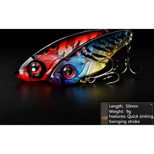 55/50mm 12/9g Fishing Lure Sinking VIB Trembling Hard Bait Lures with Treble Hook Fishing Tackle