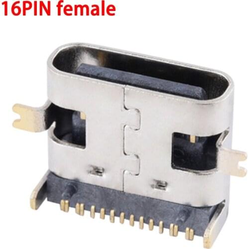 50pc Micro USB 16Pin C Type fast charge Female Connector For Mobile Phone Mini USB Jack Charging Socketsingle row Four feet plug