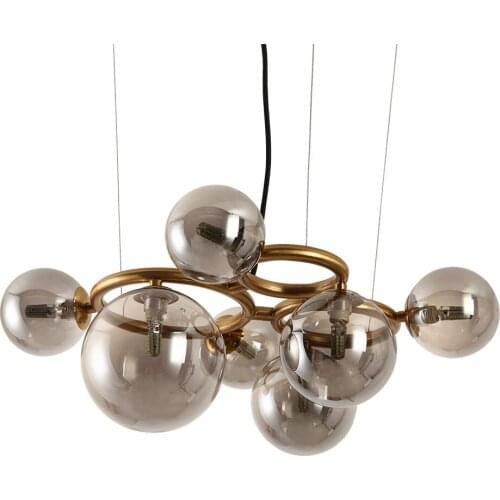 Modern Brass Chandelier Glass Bubble Lampshade Lamp for Dining Living Room Store Hanging LED Bulb Indoor Pendant Lighting