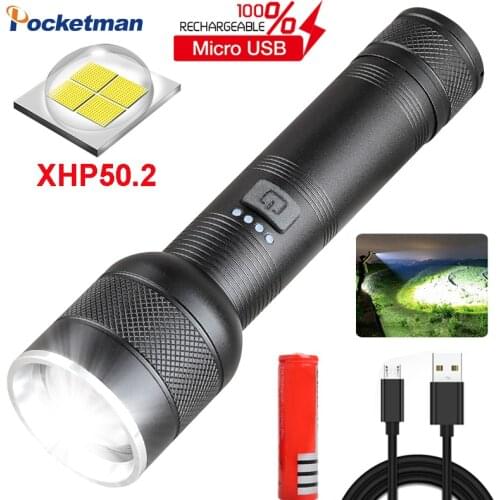 50000LM XHP50 Led Flashlight Tactical Flashlight XHP50.2 Torch USB Rechargeable Lanterna use 18650 26650 Battery For Camping