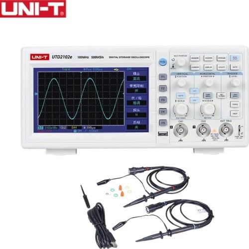 UNI-T UTD2102E Dual-Channels Digital Display Oscilloscope 500MSa/s Color Screen High Precision 7 Inch 800×480 Handheld EU/UK/US