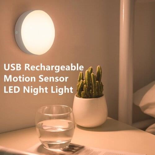 USB Night Light LED Motion Sensor Lamp Kitchen Cabinet Light Rechargeable Wireless LED Closet Wall Lamp Bedroom Wardrobe Light