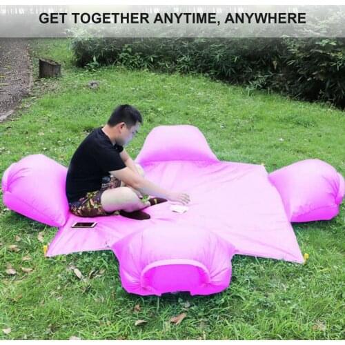 Waterproof Four-person Picnic Mat Camping Cushion with Inflatable Pillow for Outdoor