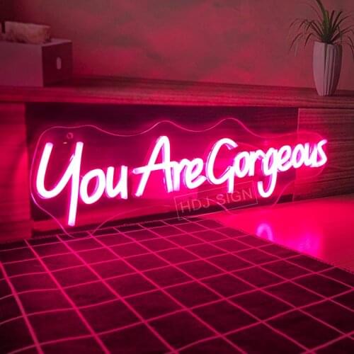 You Are Gorgeous Custom LED Neon Sign Letter Wall Decor For Room Bar Cafe Club Propose Party Background Decor Light