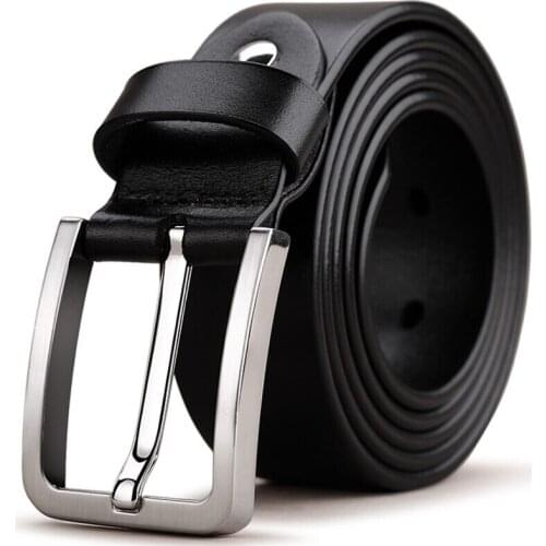 WilliamPolo Cowskin leather luxury strap male belts for men new fashion classice vintage pin buckle men belt High Quality010-012