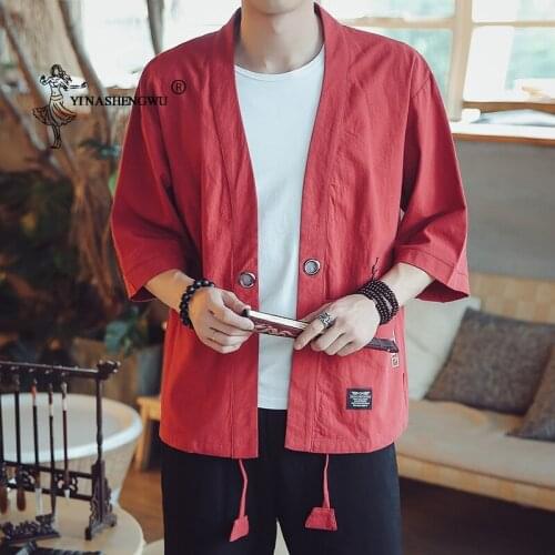 Yukata Men Kimono Cardigan Men Japanese Kimonos Top Summer Beach Casual Shirt Coat Kimono Cosplay Costume Print Asia Clothes