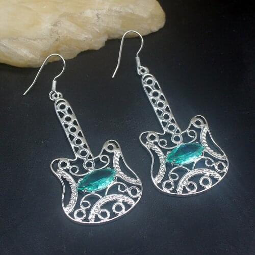 Fashion Wonderful Shiny Multi Green Topaz Genuine 925 Silver Dangle Hook Earrings Jewelry Gifts for Women Girls 20213685