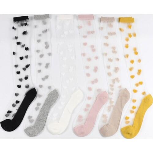 Ten Pairs Of Crystal Silk Stockings Female Spring And Summer New Fund Cotton Bottom Silk Stockings Love Jacquard Glass