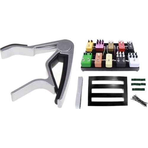 1 Pcs Folk Acoustic Guitar Trigger Change Capo & 1 Set Guitar Effects Pedal Board with Adhesive Backing Tape