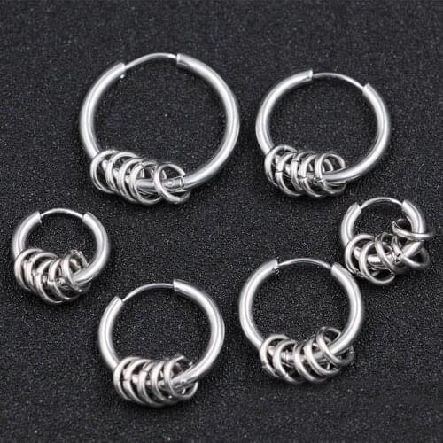 1PC New Punk Titanium Steel Ear Clip Fake Earring Hoop Non Piercing Ear Stud 8-20mm Women Men Personality Trendy Jewelry Gift