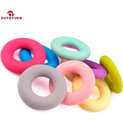 Sutoyuen BPA Free Loose Round Donut Ring Silicone Beads 10pc DIY Baby Teether Pacifier Dummy Jewelry Teething Toy Accessories