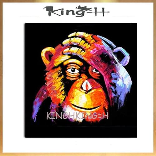 100% Hand Painted Monkey Cartoon Oil Painting On Canvas Handmade Animal Wall Art Abstract Paintings For Bedroom Home Decoration