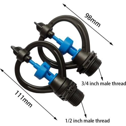 2Pcs 1/2'' 3/4'' Male Thread Plastic Rotate Sprinkler Garden Lawn Micro Irrigation System Watering Nozzle