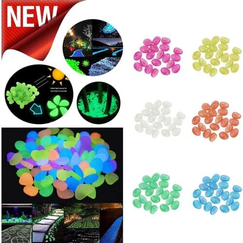 20pcs Glow Pebbles Luminous Stones Glow Home Fish Tank Garden Decoration Luminous Glowing In The Dark Accessory For Gift #50g