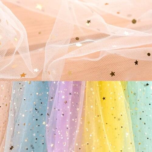 300x150cm Fashionable wedding decoration mesh fabric sewing fabric printed star tulle fabric Glitter DIY tutu fabric for girls