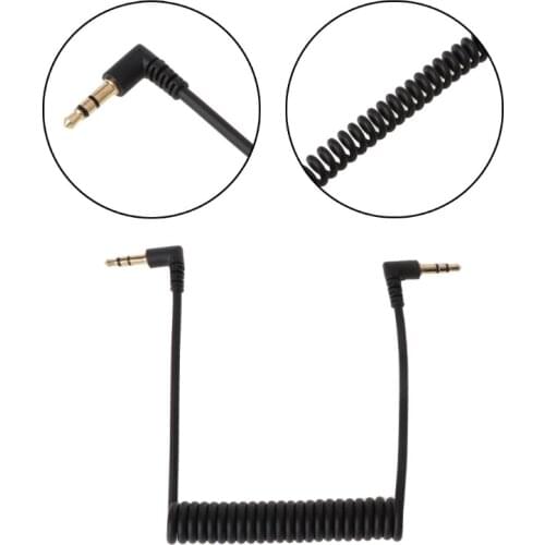 90 Degree Right Angled 3.5mm Jack Male To Male Spring Stereo Car AUX Cable