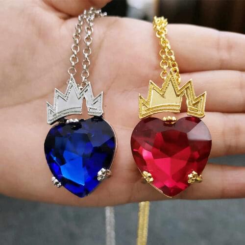 Descendants Movie Evies Red Heart Necklace Evie Fairest Heart Crown Necklace Queen of Hearts Costume Cosplay Jewelry