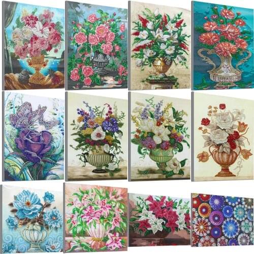 5D DIY Special shaped Diamond Painting Flower Mosaic Diamond Embroidery Vase Cross Stitch Picture of Rhinestone Home Decoration