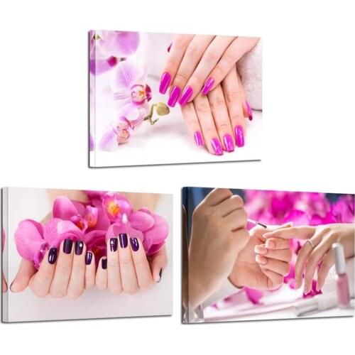 3 Pieces diamond painting Purple Orchid Flowers Nail-Painting Hands Spa Pictures Beauty Salon mosaic diamond embroidery MM194