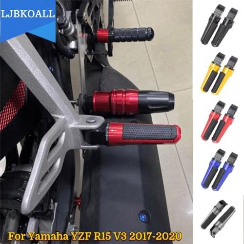 Aluminum Universal Motorcycle Motor Footrests Footpegs Foot Rests Pegs Rear Pedals Set Parts For Yamaha 2017-2020 YZF-R15 V3