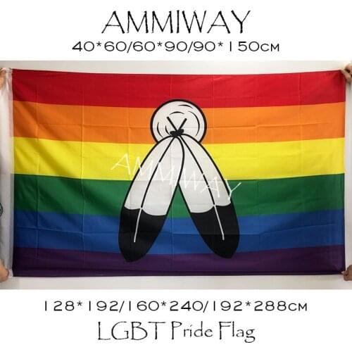 AMMIWAY Any Size Small Two-Spirit LGBT Pride Flag Colorful Rainbow Gay Home Party Decorative Single or Double Flags and Banners