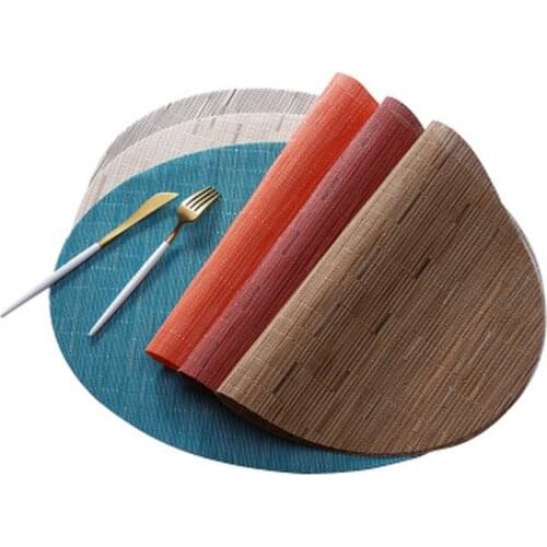 Bamboo Grain Painting Oval Placemats Dinning Table Decoration PVC Table Bowl Pad Table Cup Mat table coaster Kitchen Accessories