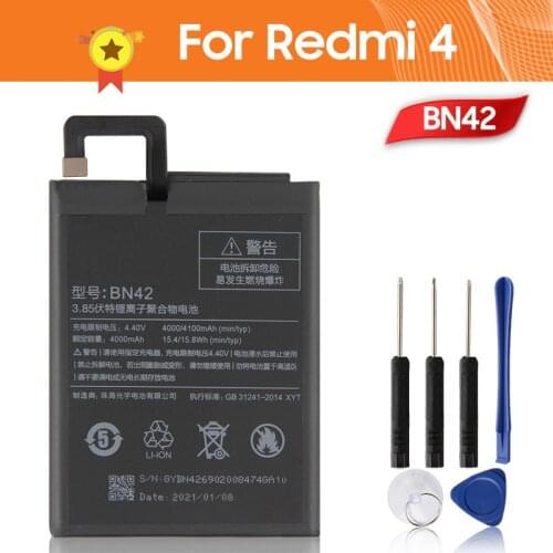 Xiao Mi Xiaomi BN42 Phone Battery For Xiao mi Redmi 4 Hongmi4 Redrice 4 Standard Version 4000mAh BN42 Replacement Battery+Tool