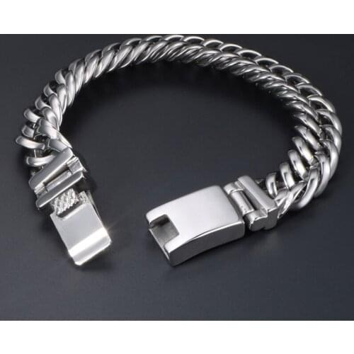 13MM Wide Polished 316L Stainless Steel Bracelet Men Curb Chain Link Mens Bracelets Heavy Massive Wrist Jewellery Gifts For Man