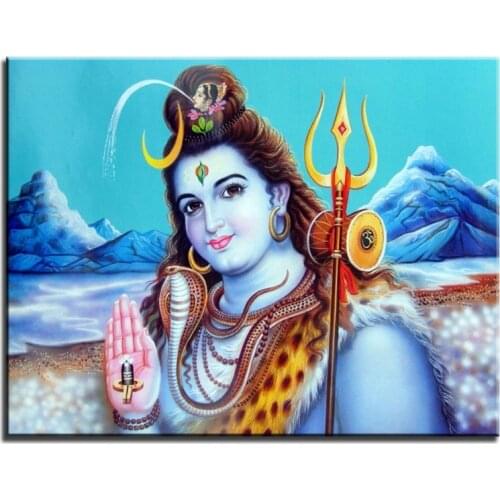 Ancient Indian holy temple worship gods Hindu deities painting Home decor simulation oil painting on the canvas print 2019042011