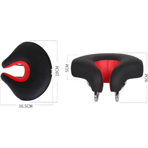 Ergonomic Mountain Bike Cycling Bicycle Noseless Shape Saddle Cushion Pad Seat Mountain Bike Thickened Super Soft Cushion Red