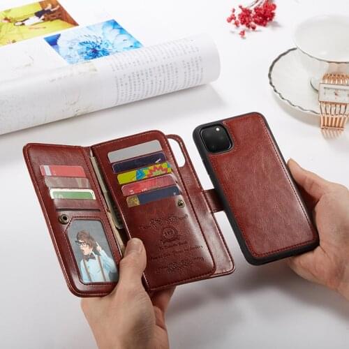 Haissky Detachable Flip Leather Case for Samsung S20 S10 S9 S8 Plus S7 S6 Edge S5 S4 Note 10 9 8 5 Magnetic Wallet Phone Case