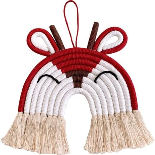 Handmade Cotton Rope Woven Cartoon Animal Tapestries Pendant Baby Nursery Room Art Wall Hanging Household Weaving Rainbow