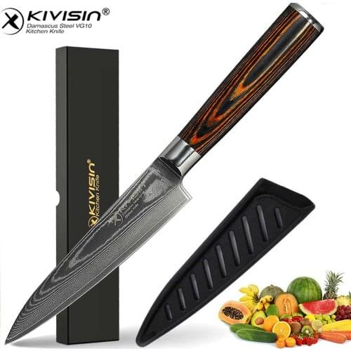 5" 8" kitchen Utility Knife With Sheath High Hardness Carbon Sharp Japanese Damascus Knife VG10 Steel Slicer Chef Knife Kitchen