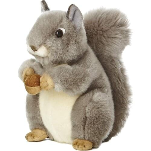 Kathyland 8 inches Wild World Miyoni Grey Squirrel Plush Nutsie, 8"Peanut Plush Stuffed Animal Squirrel,Realistic Plush Toy