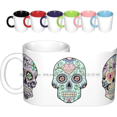 Sugar Skulls Ceramic Mugs Coffee Cups Milk Tea Mug Sugar Skull Sugar Skulls Skull Skulls Pastel Pastels Day Of The Dead Candy