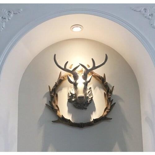 Nordic creative deer head wall pendant Eco-friendly resin home decoration accessories modern three-dimensional porch adornment