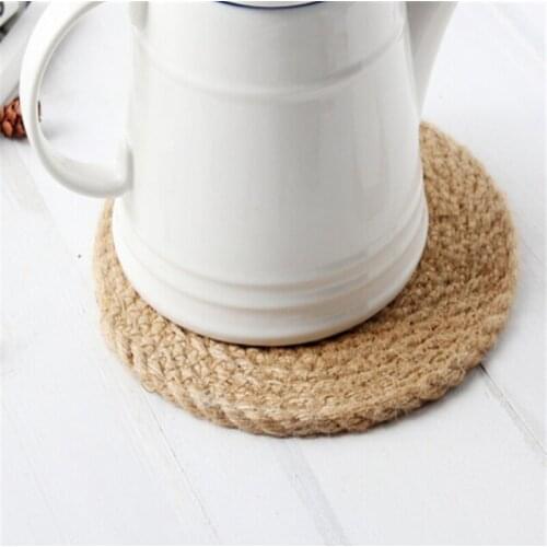 Round Natural Rattan Coasters Bowl Pad Handmade Insulation Placemats Table Padding Cup Mats Kitchen Decoration Accessories